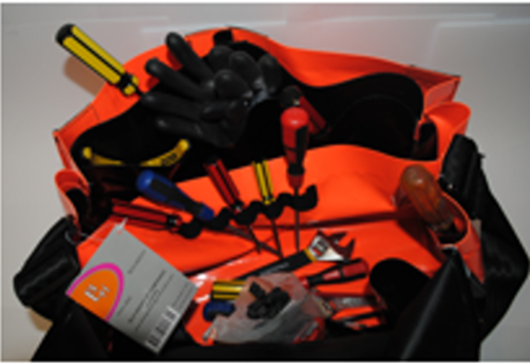 Bolso para herramientas, negro y naranja, sin herramientas
